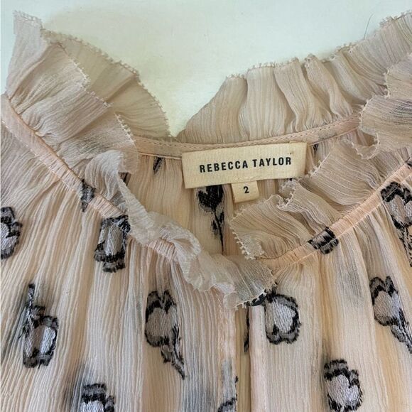 Rebecca Taylor Silk Tulip Print Top 2 - Picture 3 of 8